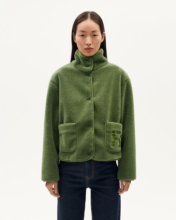 Jacket Kourtney Vegan Shearling Green via Shop Like You Give a Damn