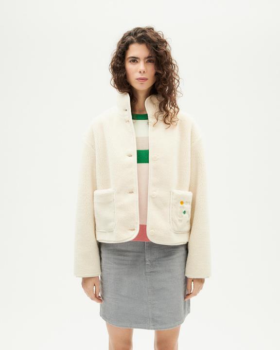 Jacket Kourtney Vegan Shearling Ivory via Shop Like You Give a Damn