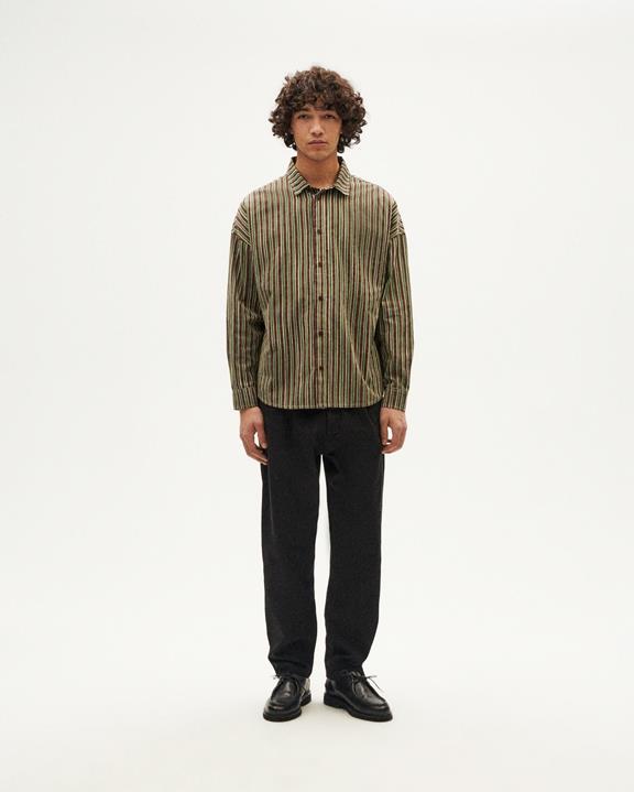 Shirt Haru Vertical Striped Green / Brown from Shop Like You Give a Damn