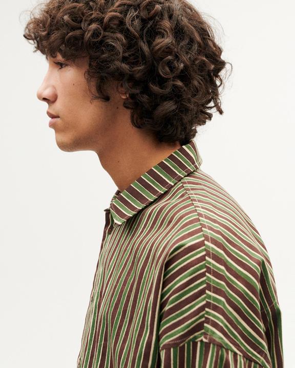 Shirt Haru Vertical Striped Green / Brown from Shop Like You Give a Damn