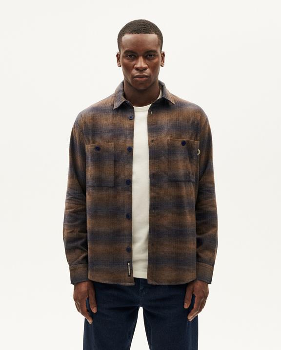 Shirt Hans Checked Navy Brown via Shop Like You Give a Damn