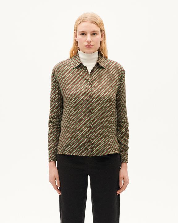 Blouse Kati Diagonal Striped Green / Brown via Shop Like You Give a Damn