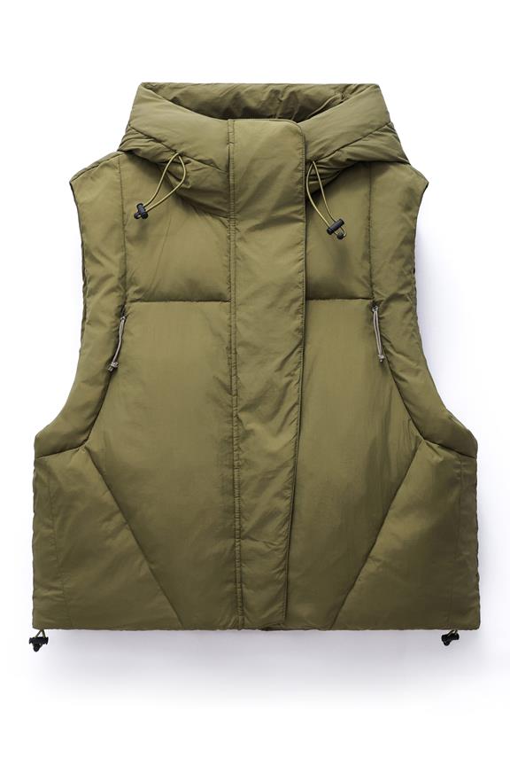 Puffer Vest  Andora Olive via Shop Like You Give a Damn