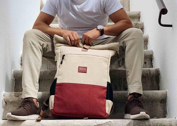 8000kicks EU Backpack The Everyday Wateproof Hemp Beige And Red