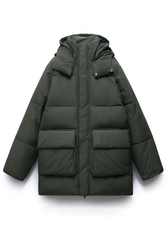 Puffer Jacket Astoria Black Olive via Shop Like You Give a Damn