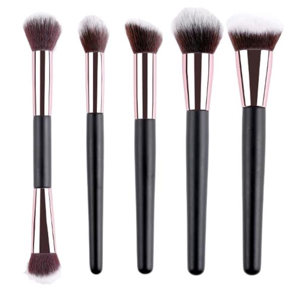 Brush Set Face & Cheek Makeup Sophistication Wood And Rose Gold via Shop Like You Give a Damn