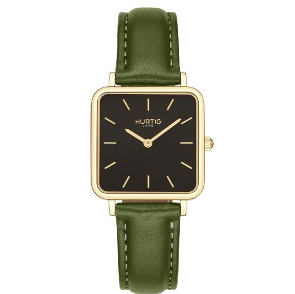 Horloge Cactus Leather Square NeliÃ¶ Goud, Zwart & Groen via Shop Like You Give a Damn