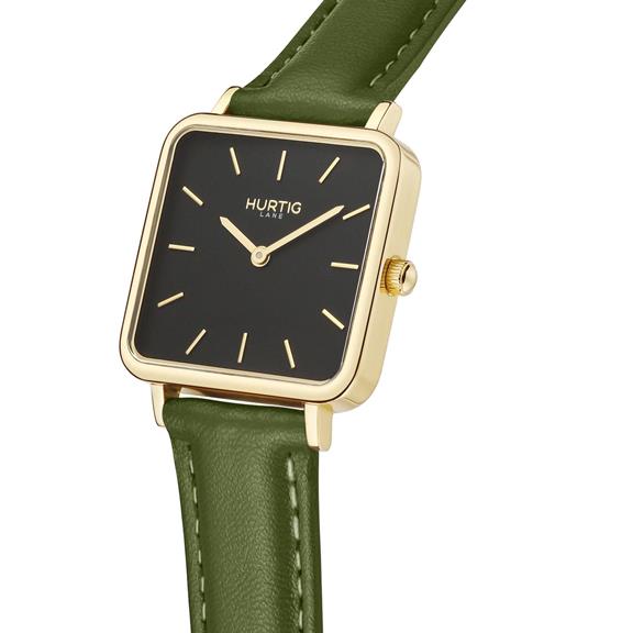 Horloge Cactus Leather Square NeliÃ¶ Goud, Zwart & Groen from Shop Like You Give a Damn