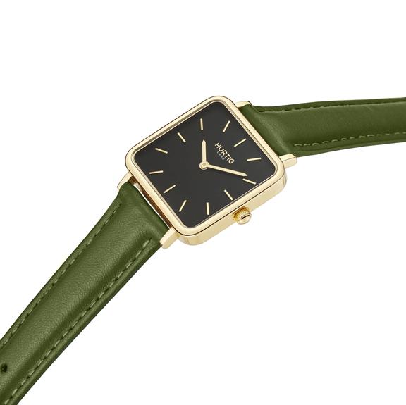 Horloge Cactus Leather Square NeliÃ¶ Goud, Zwart & Groen from Shop Like You Give a Damn