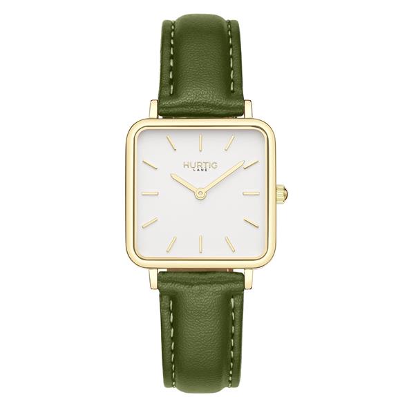 Horloge Cactus Leather Square NeliÃ¶ Goud, Wit & Groen via Shop Like You Give a Damn