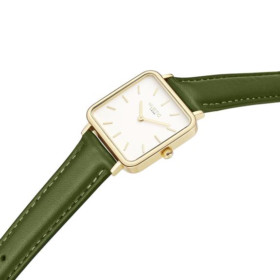 Horloge Cactus Leather Square NeliÃ¶ Goud, Wit & Groen from Shop Like You Give a Damn