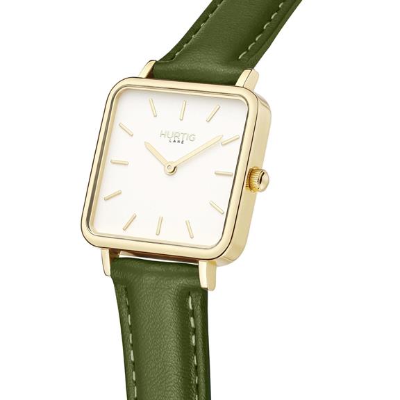 Horloge Cactus Leather Square NeliÃ¶ Goud, Wit & Groen from Shop Like You Give a Damn