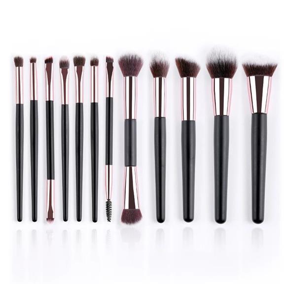 Brush Set Makeup Sophistication Wood And Rose Gold via Shop Like You Give a Damn