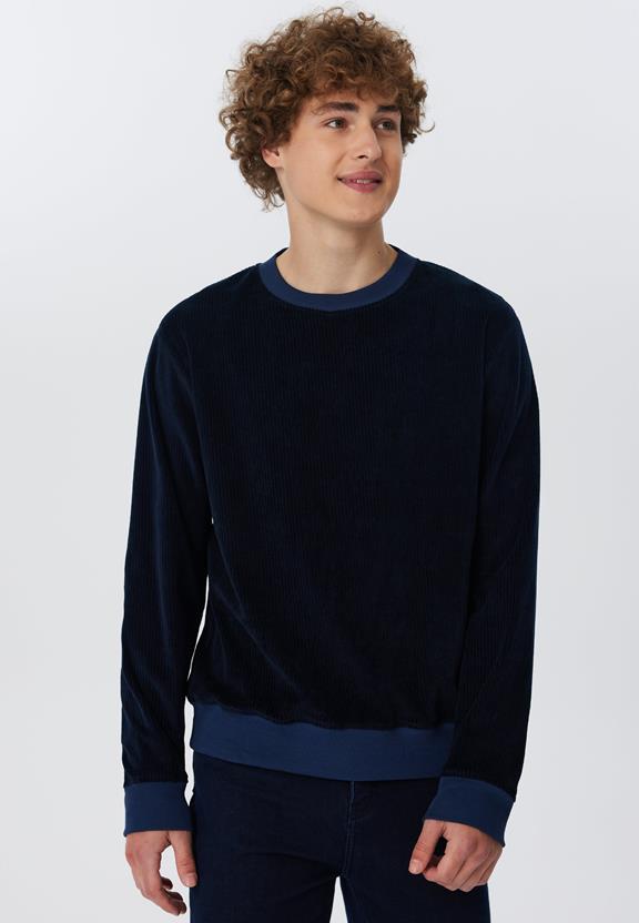 Sweatshirt Corduroy Middernachtblauw via Shop Like You Give a Damn