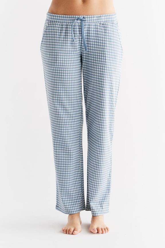 Broek Plaid Denim Blauw / Natuurlijk Wit via Shop Like You Give a Damn