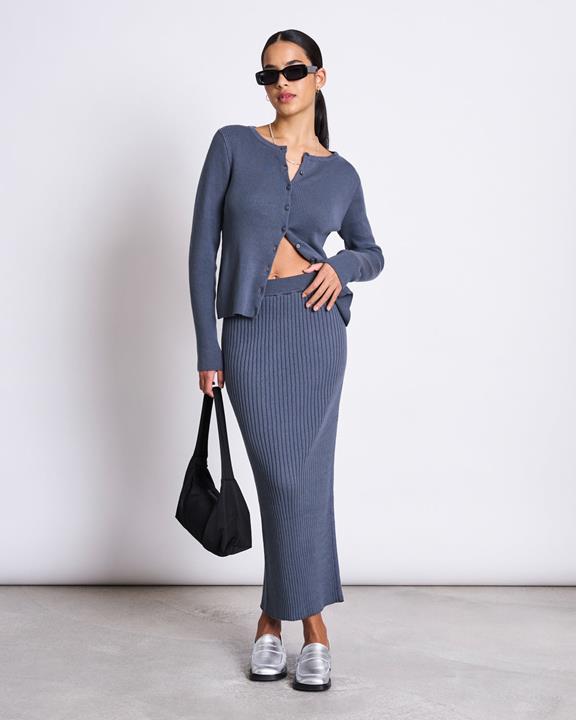 Midi Gebreide Rok Ebba Turbulence Blauw via Shop Like You Give a Damn
