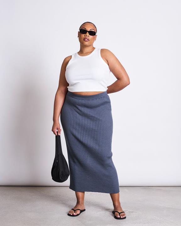 Midi Gebreide Rok Ebba Turbulence Blauw from Shop Like You Give a Damn