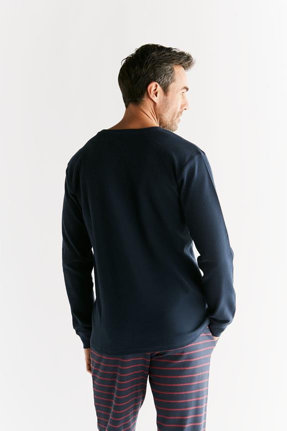 Shirt Lange Mouw Wafel Breiwerk Indigoblauw from Shop Like You Give a Damn