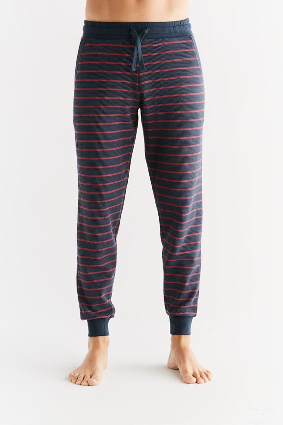 Broek Wafel Breiwerk Indigoblauw/Roze via Shop Like You Give a Damn