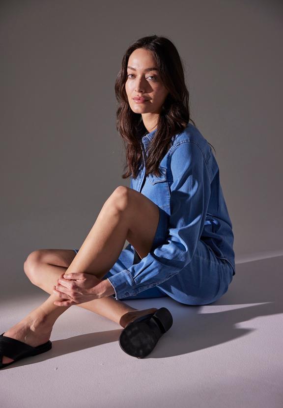 Losse Shorts Phoebe Gewassen Blauwe Denim from Shop Like You Give a Damn