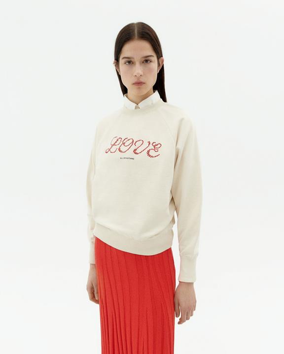 Sweatshirt Bonnie Wit Liefde Hart CrÃ¨me via Shop Like You Give a Damn