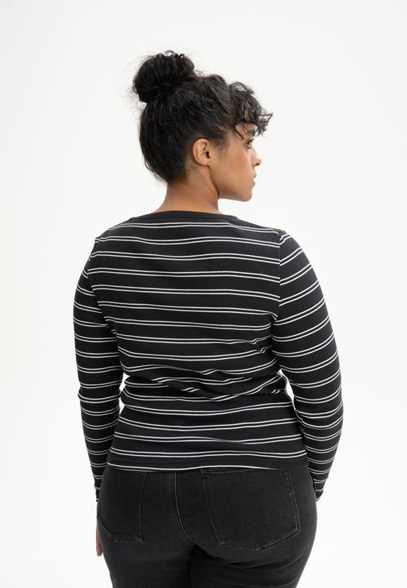 Geribbeld Shirt Lange Mouw Mehar Gestreept Zwart/Wit from Shop Like You Give a Damn