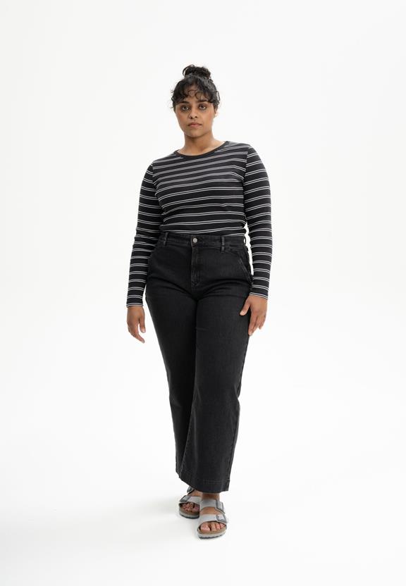 Geribbeld Shirt Lange Mouw Mehar Gestreept Zwart/Wit from Shop Like You Give a Damn