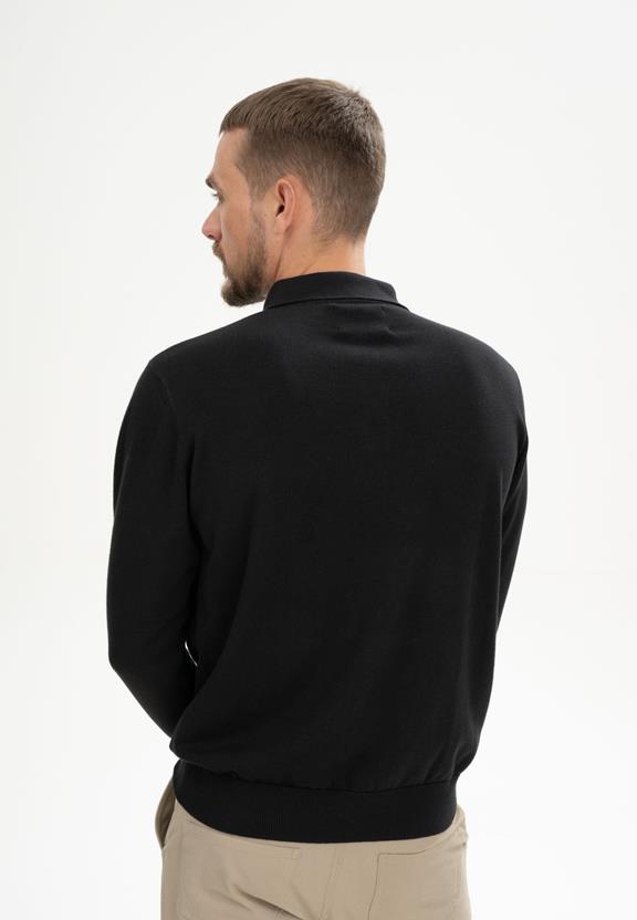 Gebreid Poloshirt Met Lange Mouwen, Harish Zwart from Shop Like You Give a Damn