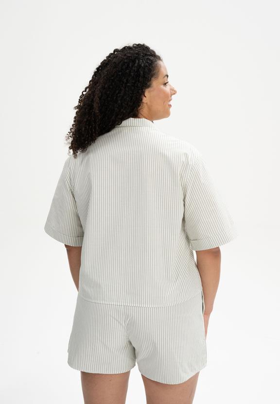 Pyjamashirt Hansika Gestreept Tijmgroen/Natuurlijk Wit from Shop Like You Give a Damn