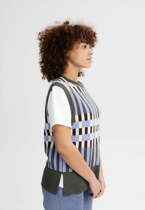 Vest Jacquard Knit Jamuna Gestreept Groen Melange/Multicolor from Shop Like You Give a Damn
