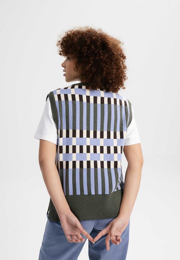Vest Jacquard Knit Jamuna Gestreept Groen Melange/Multicolor from Shop Like You Give a Damn
