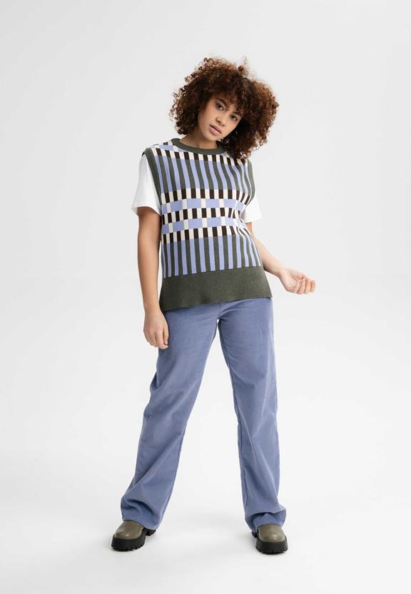 Vest Jacquard Knit Jamuna Gestreept Groen Melange/Multicolor from Shop Like You Give a Damn