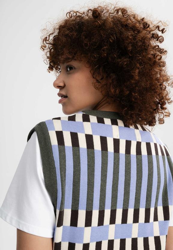Vest Jacquard Knit Jamuna Gestreept Groen Melange/Multicolor from Shop Like You Give a Damn