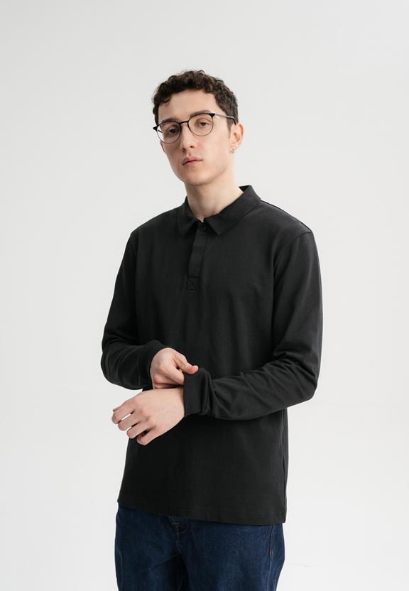 Poloshirt Lange Mouw Divit Zwart via Shop Like You Give a Damn