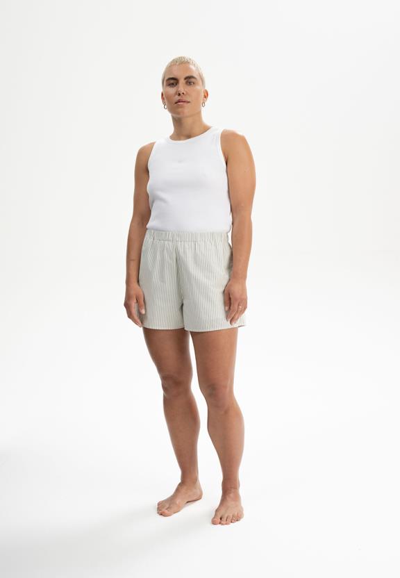 Pyjama Shorts Vanika Gestreept Tijmgroen/Natuurlijk Wit from Shop Like You Give a Damn