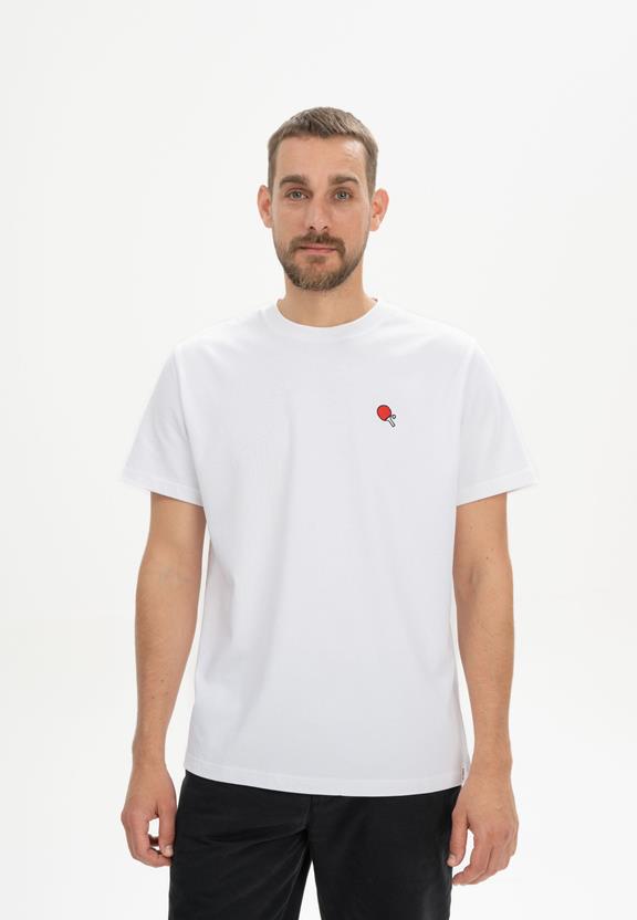 T-Shirt Heavy Pravin Borduurwerk Wit / Pingpong via Shop Like You Give a Damn