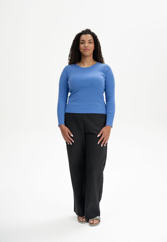 Geribbeld Shirt Lange Mouw Mehar Lagoon Blue from Shop Like You Give a Damn