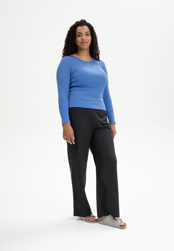 Geribbeld Shirt Lange Mouw Mehar Lagoon Blue from Shop Like You Give a Damn