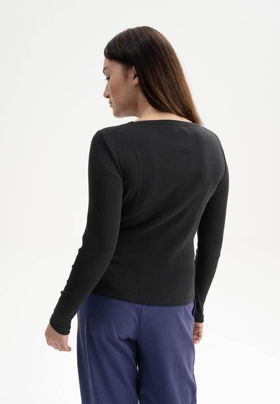Geribbeld Shirt Lange Mouw Mehar Zwart from Shop Like You Give a Damn