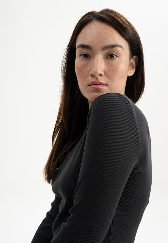 Geribbeld Shirt Lange Mouw Mehar Zwart from Shop Like You Give a Damn