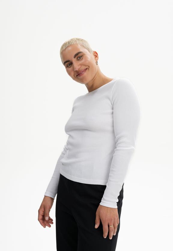 Geribbeld Shirt Lange Mouw Mehar Wit from Shop Like You Give a Damn