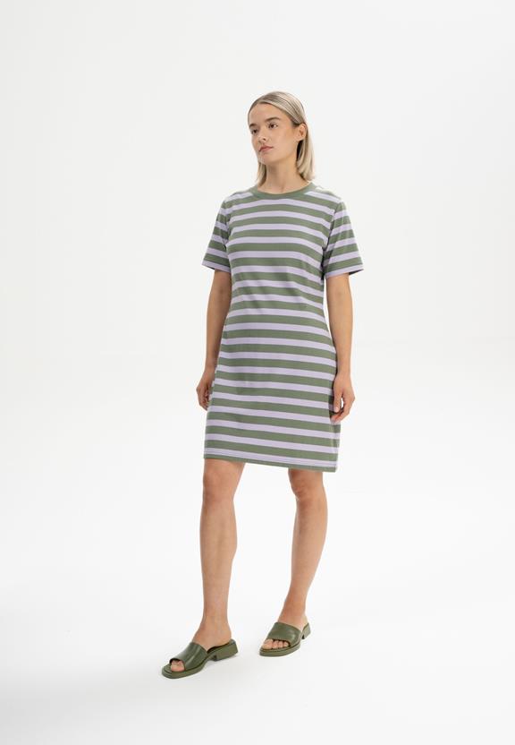 T-Shirtjurk Darsha Tijmgroen / Krokus Gestreept Paars from Shop Like You Give a Damn