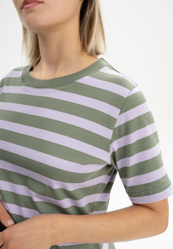 T-Shirtjurk Darsha Tijmgroen / Krokus Gestreept Paars from Shop Like You Give a Damn