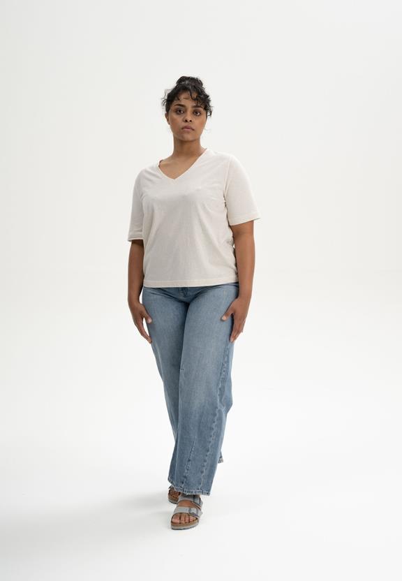 T-Shirt V-Hals Ankita CrÃ¨me Melange from Shop Like You Give a Damn
