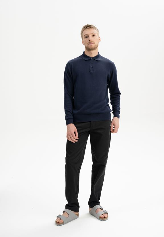 Gebreid Poloshirt Harish Marineblauw from Shop Like You Give a Damn
