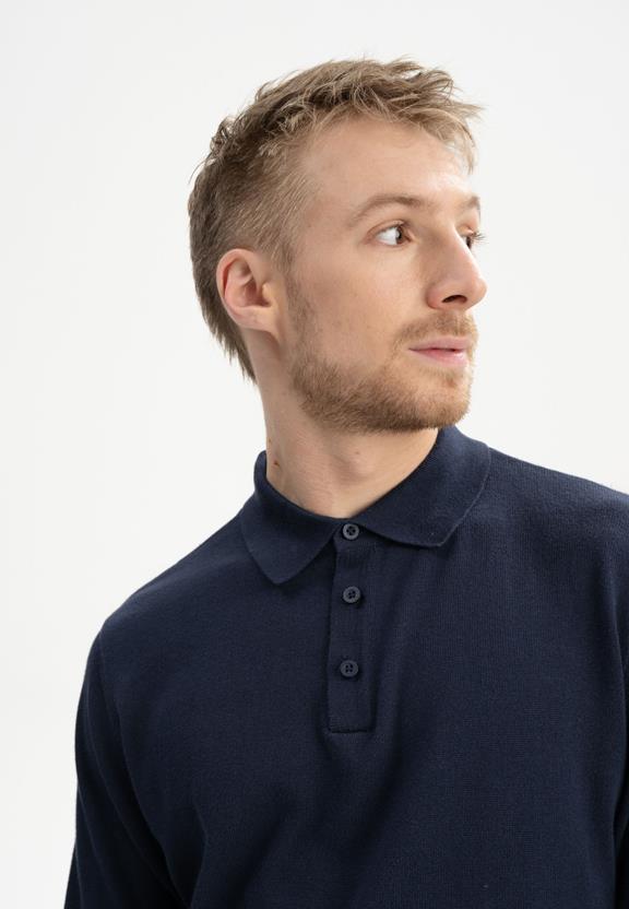 Gebreid Poloshirt Harish Marineblauw from Shop Like You Give a Damn