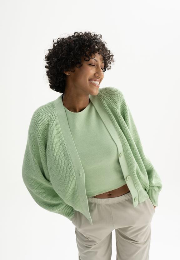 Ribgebreide Cardigan Bhuma Lente Melange Groen from Shop Like You Give a Damn