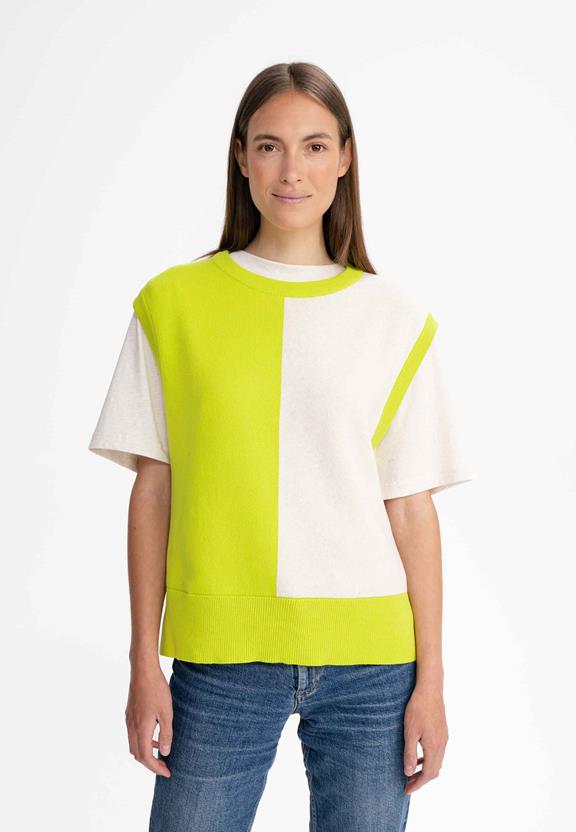 Vest Jacquard Knit Jamuna Kiwi Groen/ CrÃ¨me Melange via Shop Like You Give a Damn
