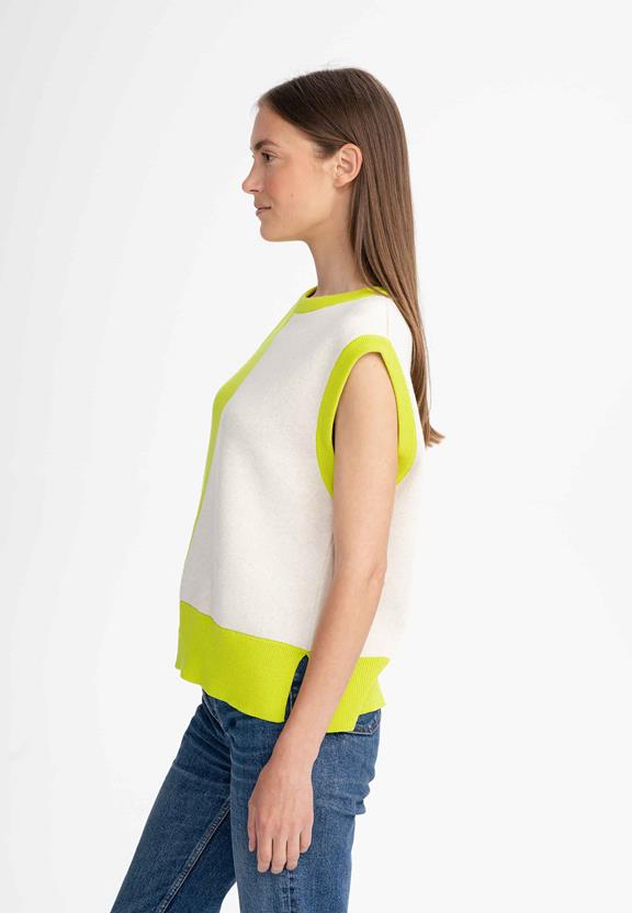Vest Jacquard Knit Jamuna Kiwi Groen/ CrÃ¨me Melange from Shop Like You Give a Damn