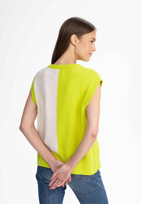 Vest Jacquard Knit Jamuna Kiwi Groen/ CrÃ¨me Melange from Shop Like You Give a Damn